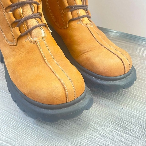 ALDO TAN SHERLING WOOL LACE UP BOOTS SIZE 39 MADE IN ITALY BLOCK HEELS - Picture 7 of 17